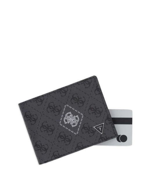 Guess Gray Milano 4G Logo Monogram Patterned Wallet for men