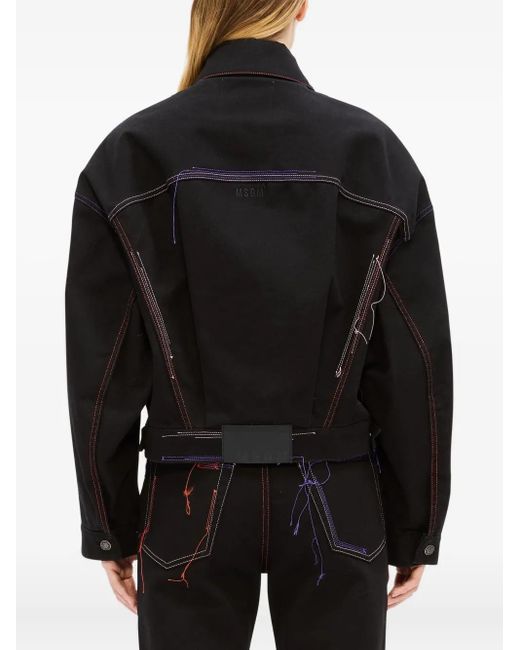MSGM Denim Jack Met Stiksel in het Black