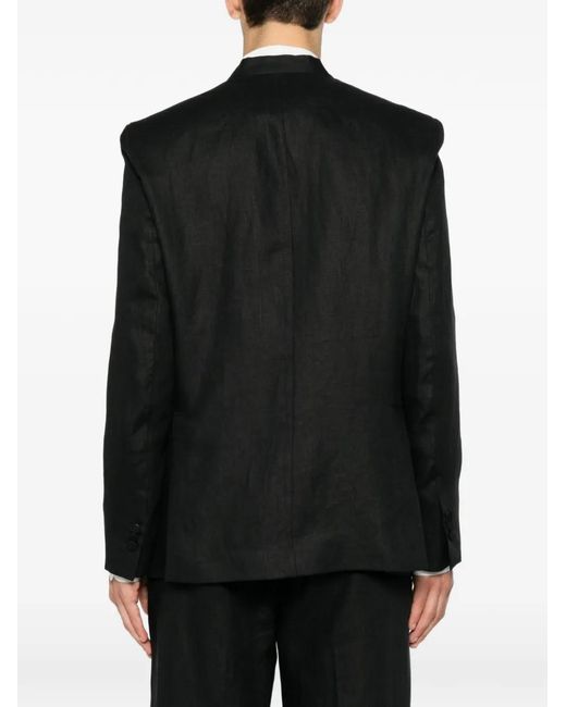 MARSĒM Black Double-Breasted Collarless Blazer for men