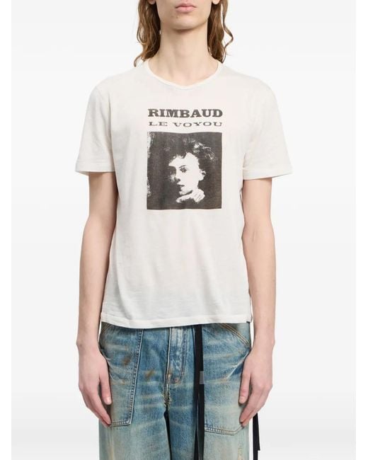 Ann Demeulemeester White Graphic-Print T-Shirt for men