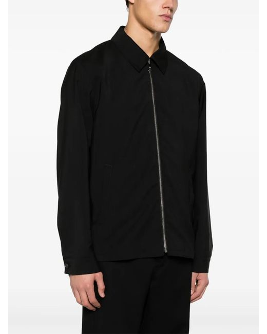 Prada Black Zip-Up Wool Blend Shirt Jacket for men