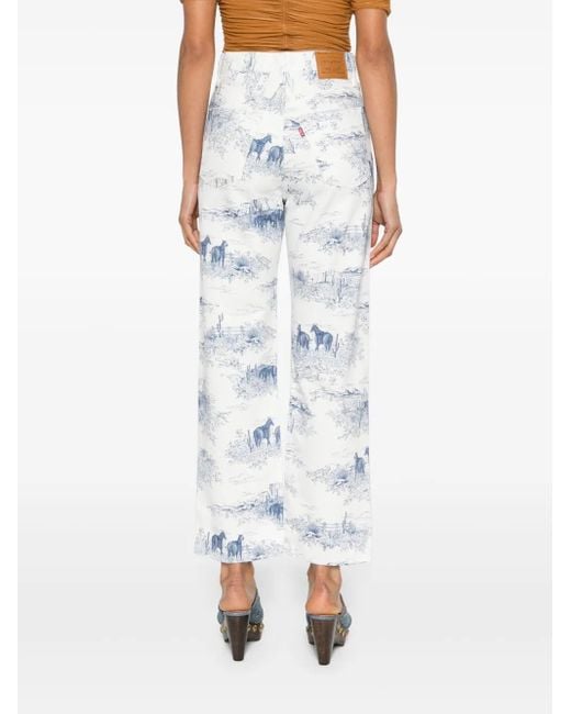Levi's Blue Ribcage High-Rise Straight Jeans