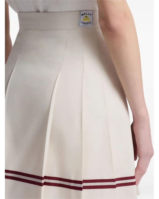 Bally White Ribbon Detail Pleated Mini Skirt