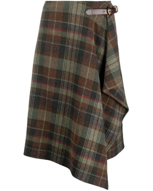 Polo Ralph Lauren Gray Plaid-pattern High-waisted Skirt