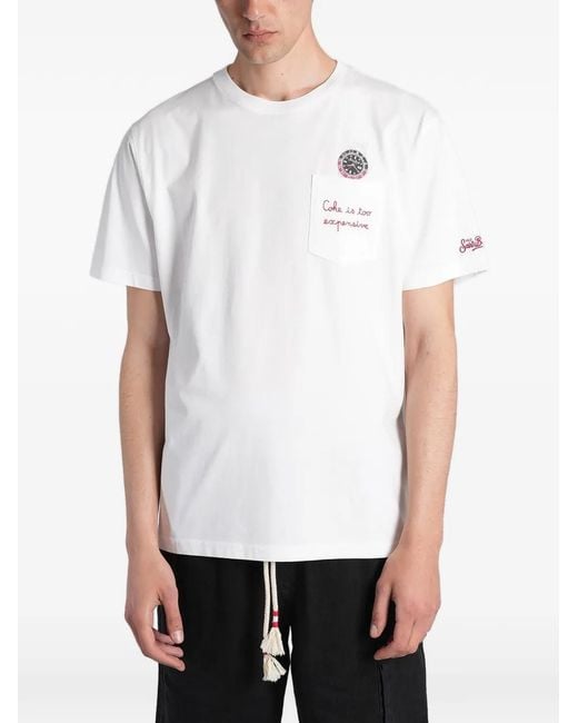 Mc2 Saint Barth White Embroidered-Pocket T-Shirt for men