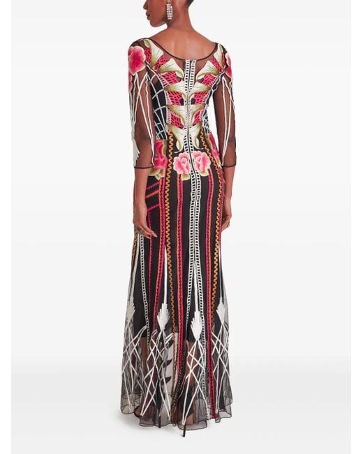 Robe Longue Lena À Fleurs Brodées Temperley London en coloris Black