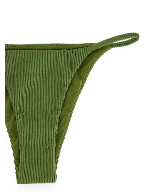 Haight Green Ribbed-Knit Bikini Bottoms