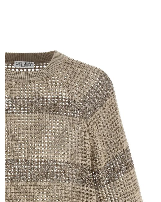 Pull Rayé À Sequins Brunello Cucinelli en coloris Natural