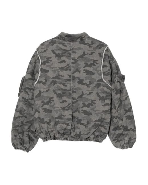 FIVE CM Gray Camouflage-Print Bomber Jacket for men