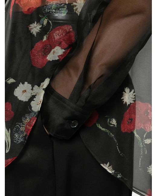 Khaite Black Floral Sheer Shirt