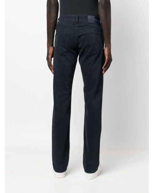 Jacob Cohen Blue Scarf-Detail Five-Pocket Straight-Leg Trousers for men