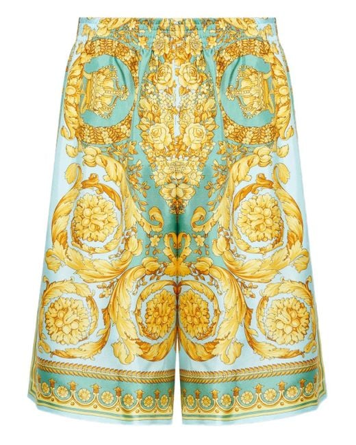 Versace Yellow Silk Shorts for men