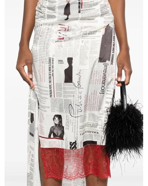 Patrizia Pepe White Newspaper-Print Midi Dress