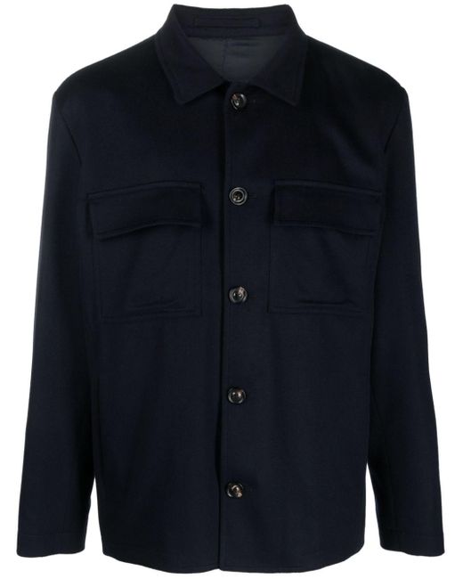 Lardini Blue Wool-cashmere Shirt Jacket for men