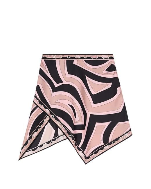 Emilio Pucci White Labirinto Print Silk Scarf Skirt