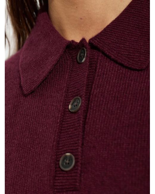 Anine Bing Purple Lee Polo Sweater