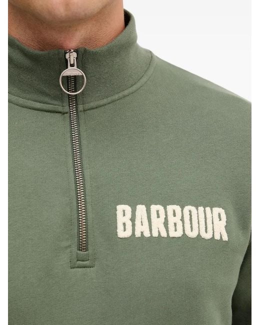 Barbour Green Half-Zip Logo-Print Sweatshirt for men