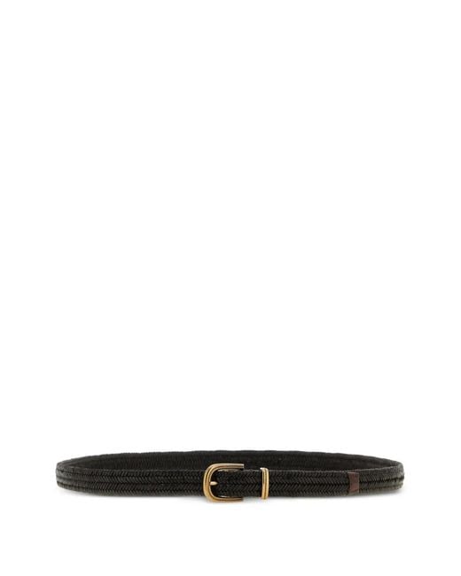 Brunello Cucinelli White Braided Stretch Leather Belt