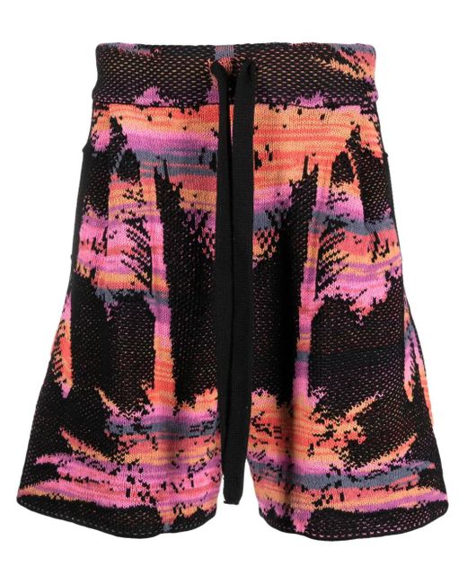 Laneus Red Printed Bermuda Shorts for men