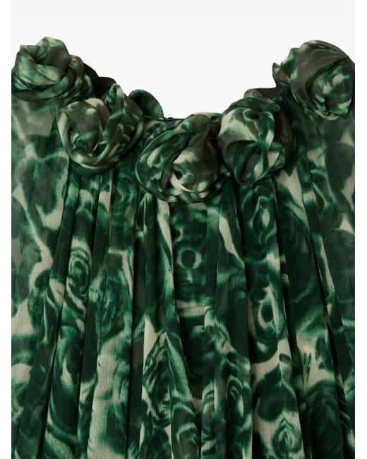 Burberry Green Rose Silk Maxi Dress