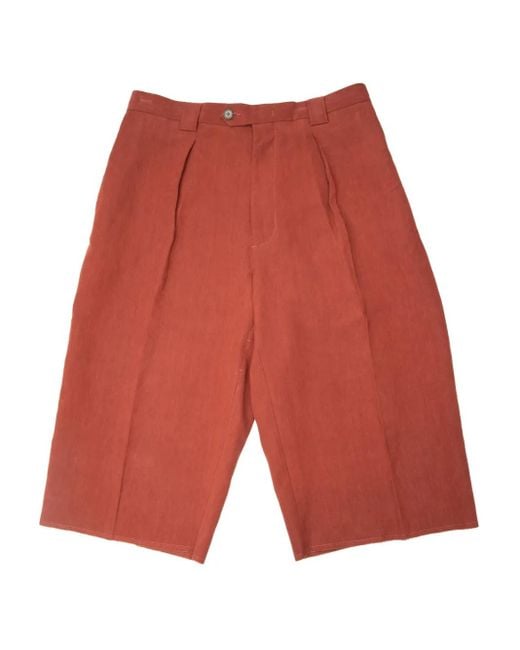 Enfants Riches Deprimes Red Pleated Frayed Shorts for men