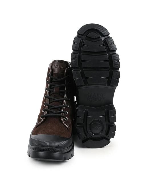 Karl Lagerfeld Black Suede Panelled Boots for men