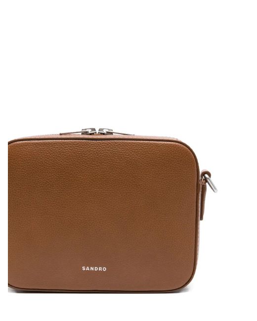 Sandro Brown Leather Messenger Bag for men