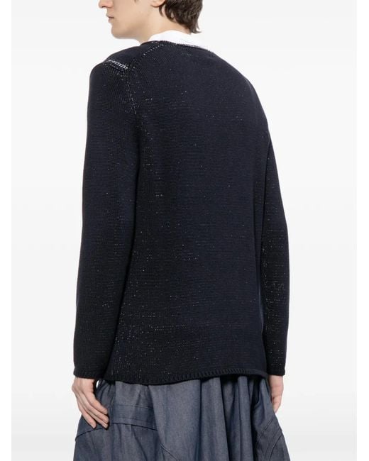COMME DES GARÇON BLACK Blue Round-Neck Long-Sleeve Jumper