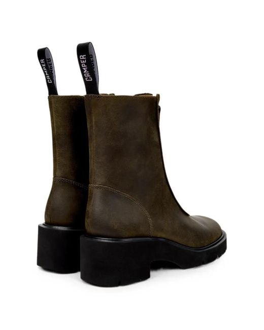 Camper Brown Milah Zip-Front Ankle Boots