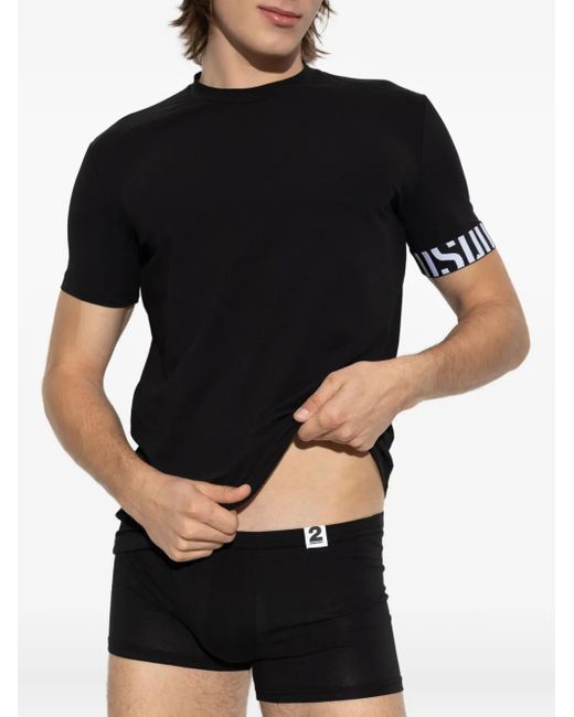 DSquared² Black Logo-Band Short-Sleeve T-Shirt for men
