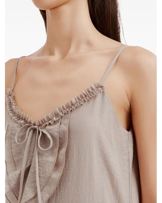 B+ AB Gray Ruffled Pleated Mini Dress