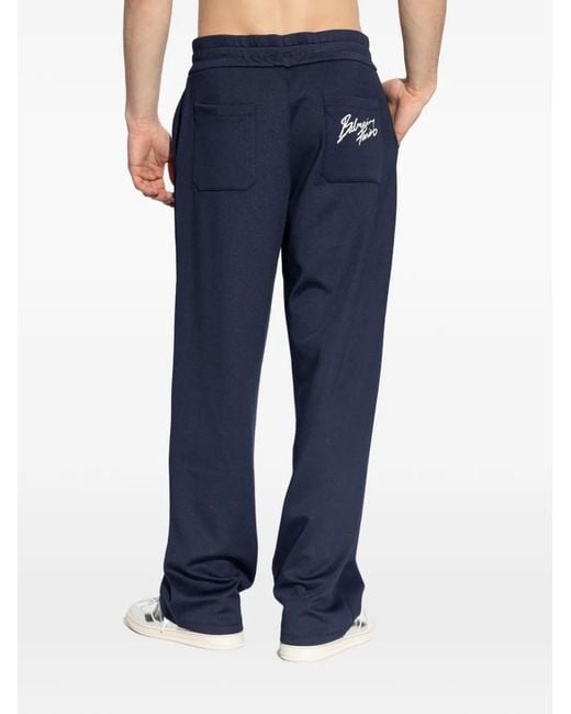 Balmain Blue Drawstring Track Pants for men