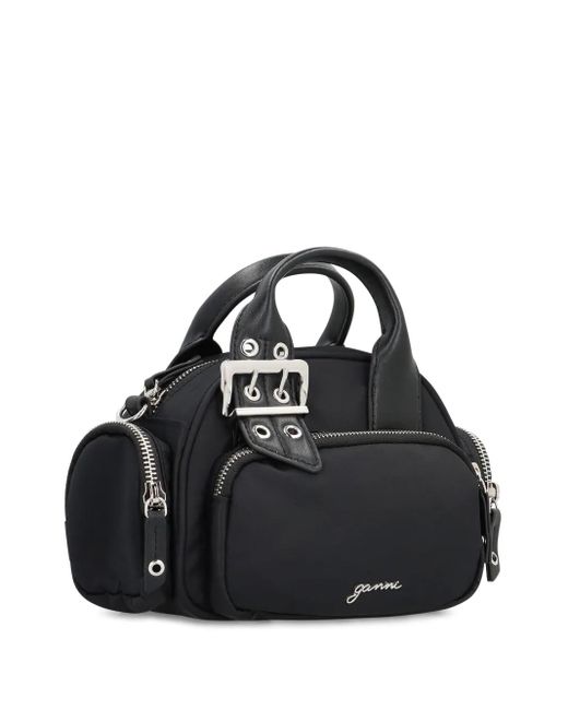 Bolso shopper Polochon mini con detalle de hebilla y cremallera en la parte superior Ganni de color Black