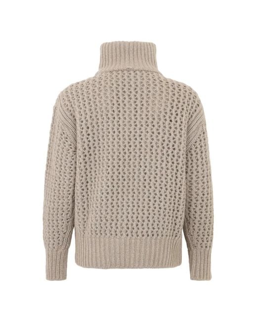 Herno Gray Ribbed Zip-Up Sweater