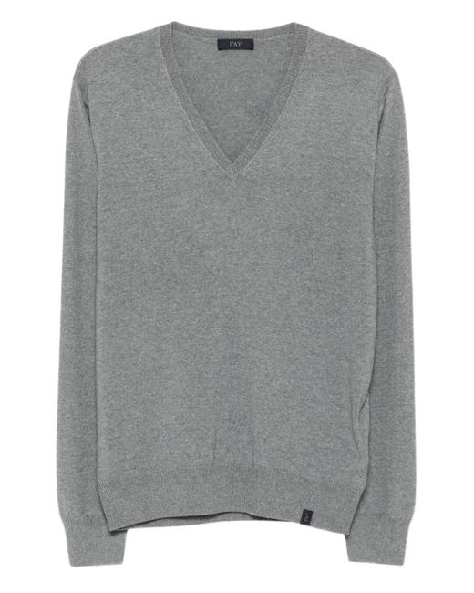 Fay Gray V-Neck Wool Sweater for men