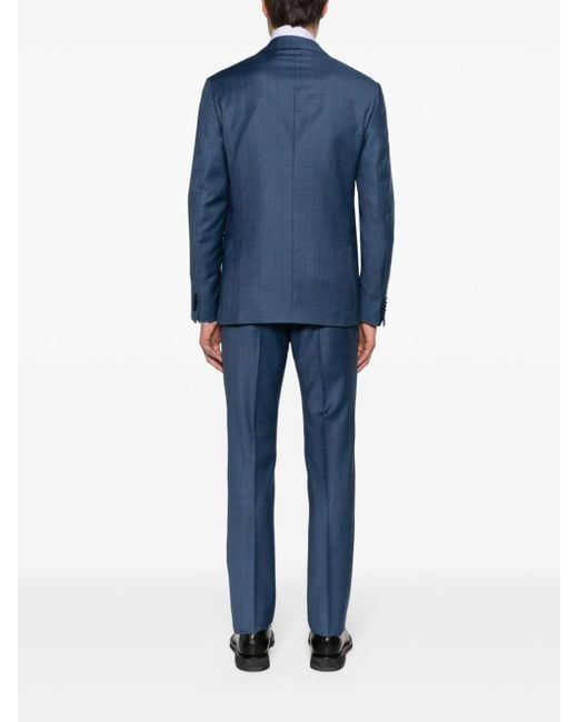 Zegna Blue Plaid-check Single-breasted Suit for men