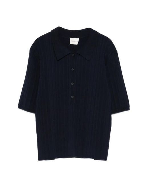 Camiseta De Canalé Con Botones Closed de color Blue