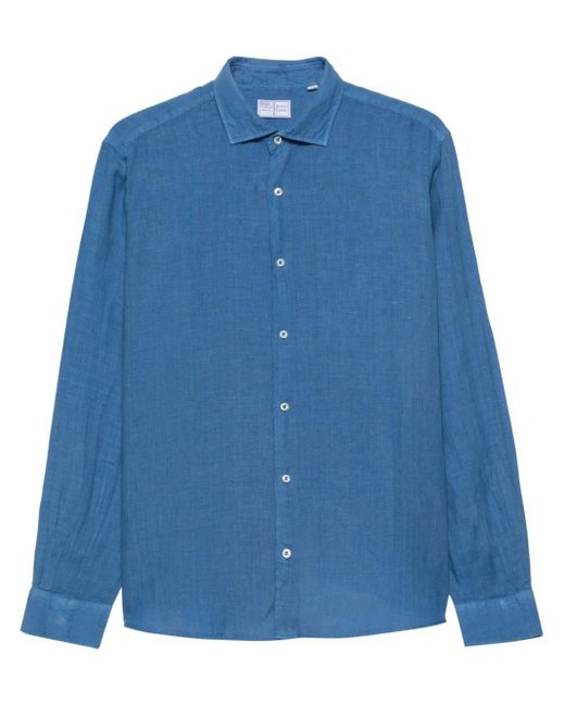 Fedeli Blue Nick Linen Shirt for men