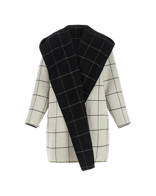 Totême Black Check-Pattern Hooded Coat