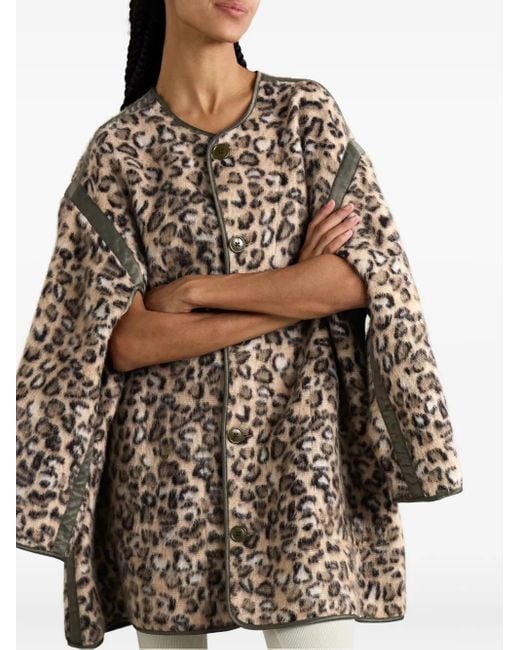 R13 Natural Leopard-Print Panelled Coat