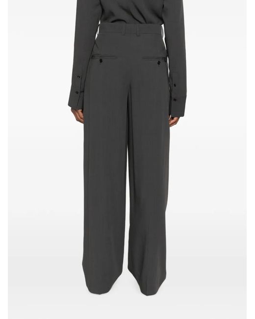 Totême Gray High-Waist Wide-Leg Trousers
