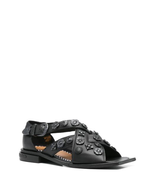Toga Black Cross-Strap Sandals