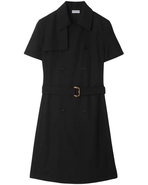 Vestido Corto Con Cinturón Burberry de color Black