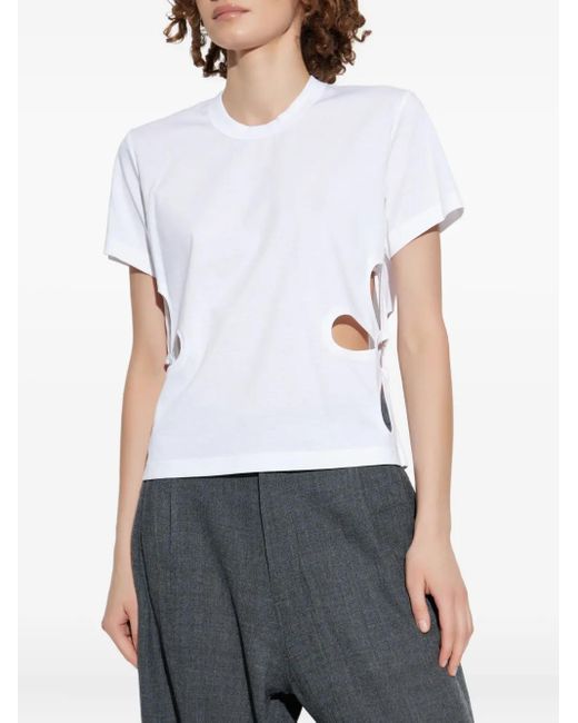 Noir Kei Ninomiya Floral Cut-Out T-Shirt in White | Lyst