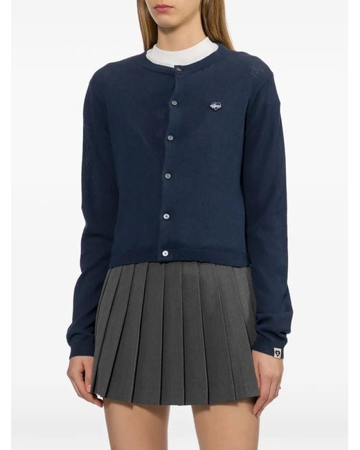 AAPE BY A BATHING AP Blue Logo-Patch Button-Up Cardigan