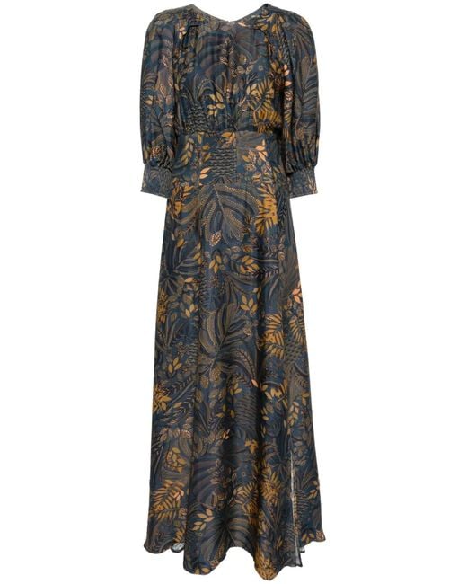 Farm Rio Gray Dotted Forest Maxi Dress