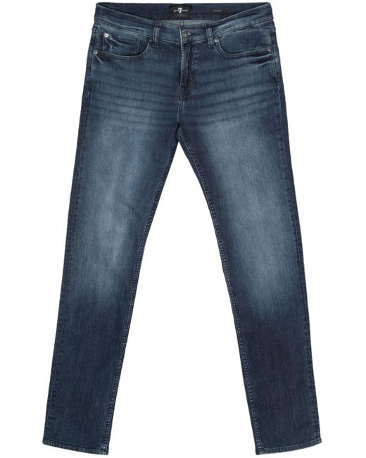 Jeans slim a vita media di 7 For All Mankind in Blue da Uomo