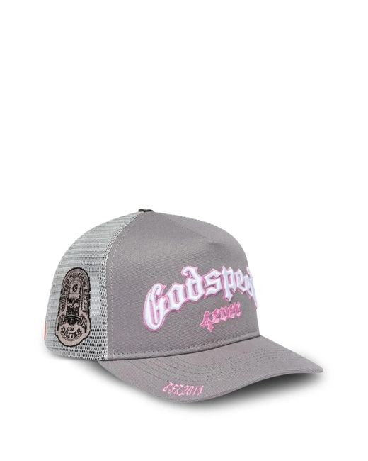 Godspeed White Forever Embroidered-Logo Mesh-Panels Hat for men