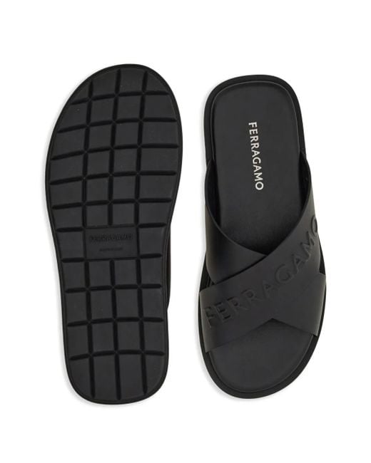 Ferragamo Sandalen Mit Überkreuzten Riemen in Black für Herren
