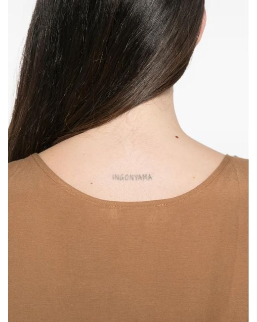 MOUTAKI Brown Scoop-Neck Flared Blouse